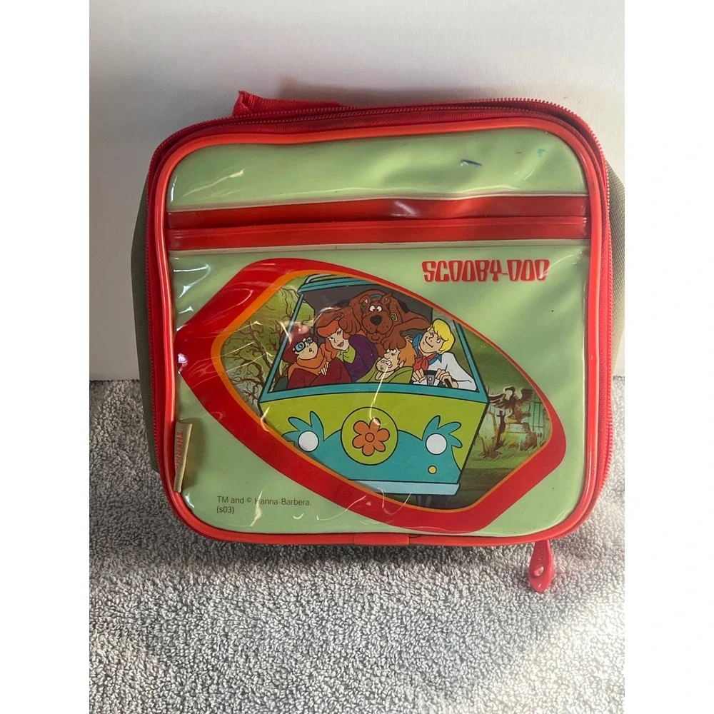 Scooby Doo Lunch Box Bag Green Red Cartoon Retro Vintage Kids School Travel